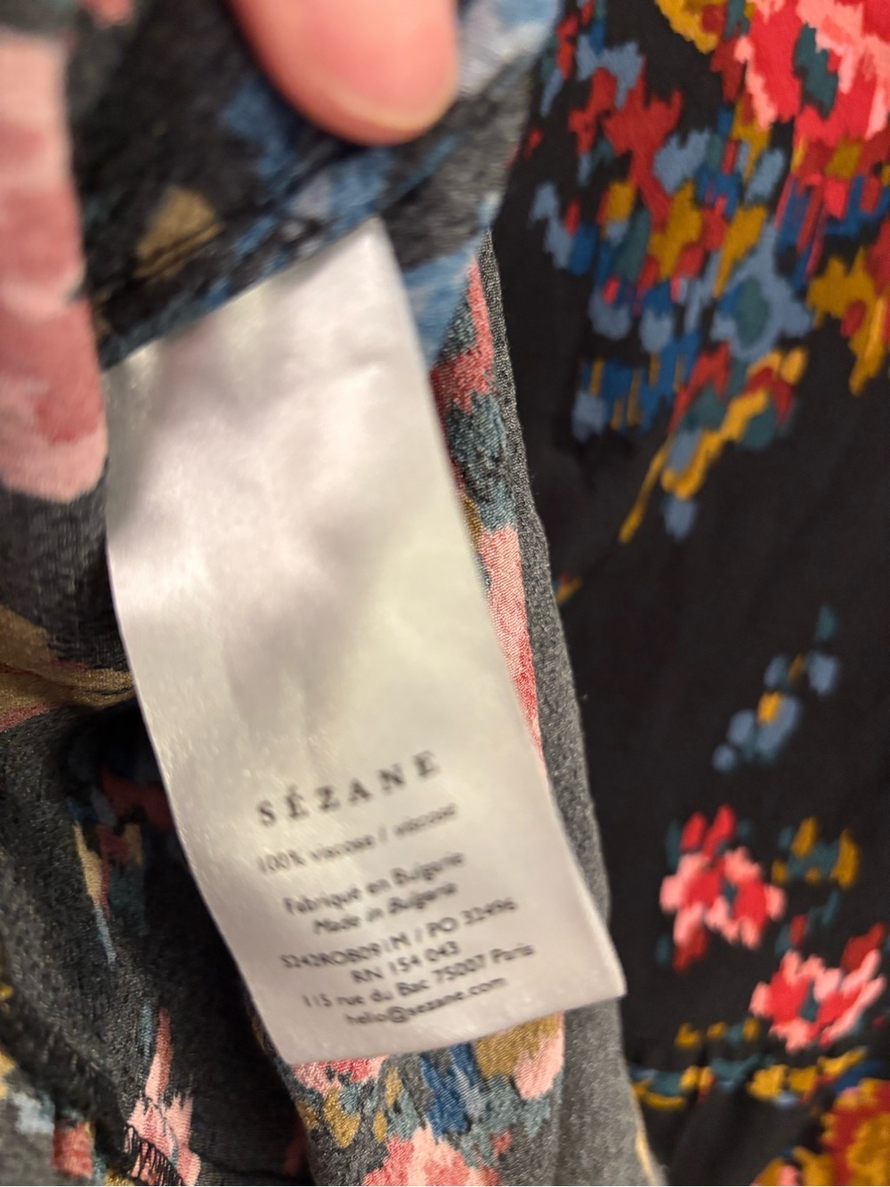 Sézane Black Bohemia Mini Dress with Pink Floral Print M - Picture 9 of 9